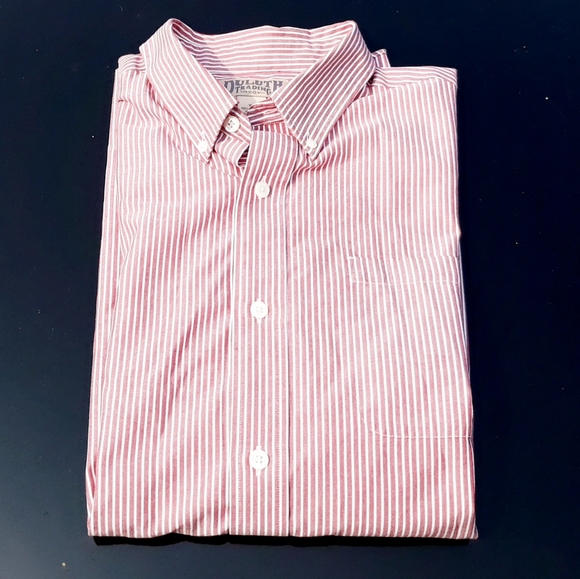 Duluth Trading Men's Casual Button Down Shirt - Size XL, Red / White Stripes - Picture 2 of 6